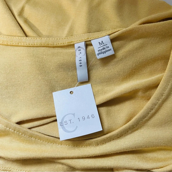 Cato NWT Yellow & Cream Contrast Floral Print Bell Sleeve Top Medium Women’s - Picture 9 of 11